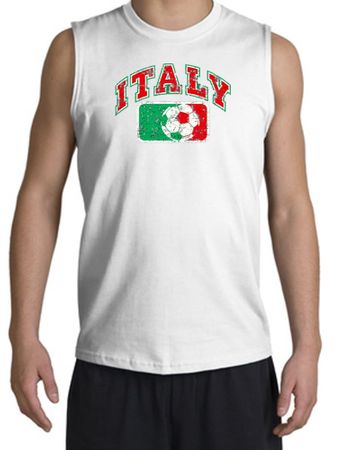 Italian Shooter Shirt - Italy Soccer Futbol Adult White Muscle Shirt