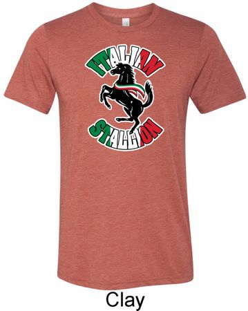 Italian Stallion Mens Tri Blend Crewneck Shirt