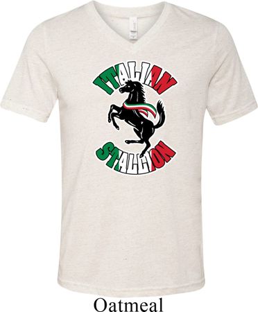 Italian Stallion Mens Tri Blend V-neck Shirt