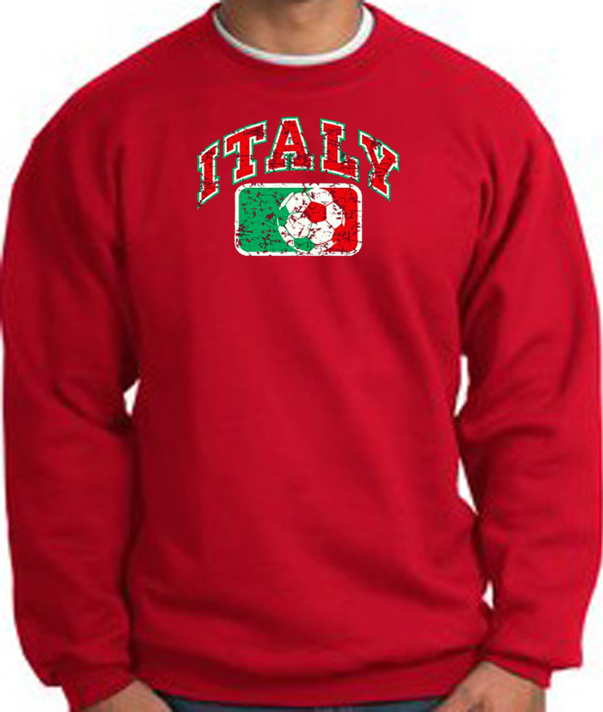 Italian Sweatshirt Italia Soccer Futbol Adult Red Sweat Shirt Italy
