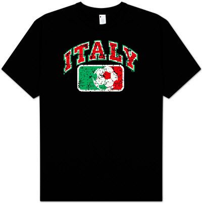Italian T-shirt - Italy Soccer Futbol Adult Black Tee Shirt