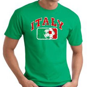 Italian T-shirt - Italy Soccer Futbol Adult Kelly Green Tee Shirt