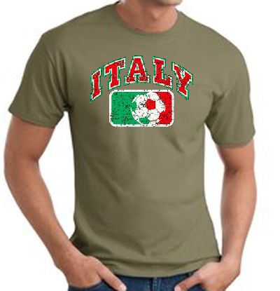 Italian T-shirt - Italy Soccer Futbol Adult Military Green Tee Shirt