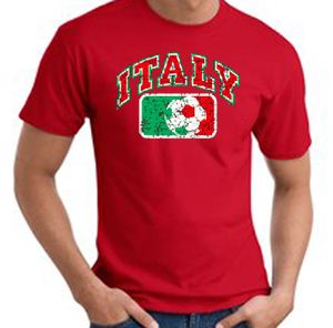 Italian T-shirt - Italy Soccer Futbol Adult Red Tee Shirt