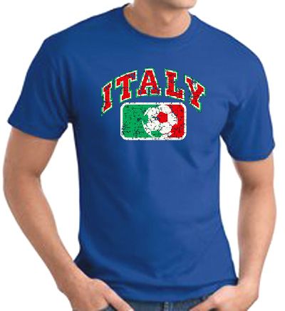 Italian T-shirt - Italy Soccer Futbol Adult Royal Blue Tee Shirt