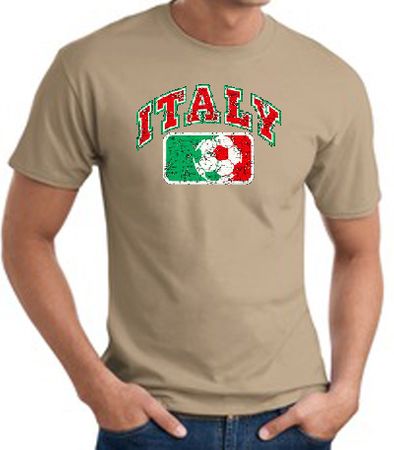 Italian T-shirt - Italy Soccer Futbol Adult Sand Color Tee Shirt