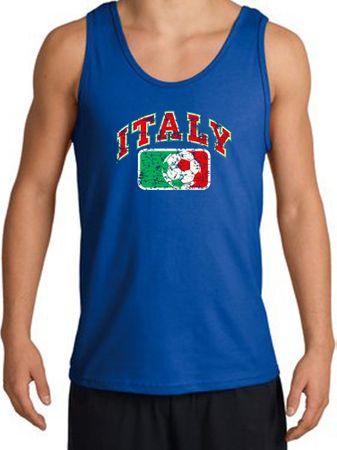 Italian Tank Top - Italy Soccer Futbol Adult Royal Blue Tanktop Shirt
