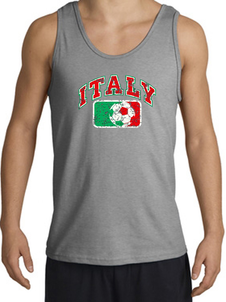 Italian Tank Top Italy Soccer Futbol Adult Sports Grey Tanktop Shirt