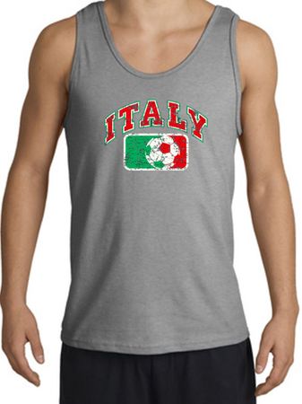 Italian Tank Top - Italy Soccer Futbol Adult Sports Grey Tanktop Shirt