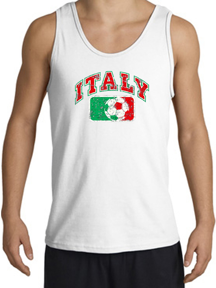 Italian Tank Top Italy Soccer Futbol Adult White Tanktop Shirt