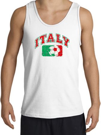 Italian Tank Top - Italy Soccer Futbol Adult White Tanktop Shirt