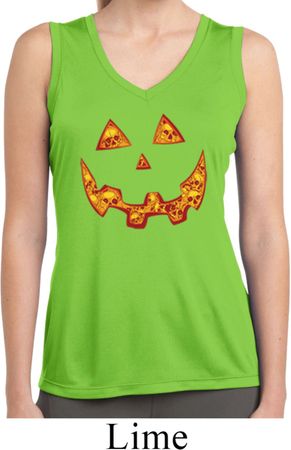 Jack O Lantern Skull Ladies Sleeveless Moisture Wicking Shirt