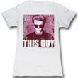 James Dean Juniors Shirt Flowery Dean White Tee T-Shirt