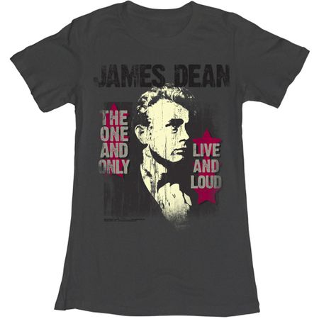 James Dean Juniors Shirt Live and Loud Charcoal Tee T-Shirt