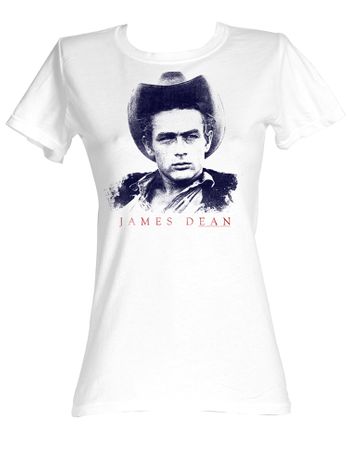 James Dean Juniors T-shirt Cowboy James White Tee Shirt