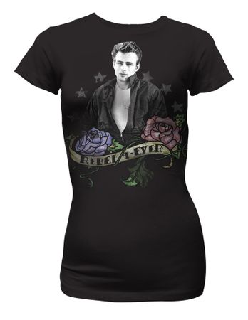James Dean Juniors T-shirt James Rebel Faded Black Tee Shirt