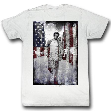 James Dean Shirt American Flag Adult White Tee T-Shirt