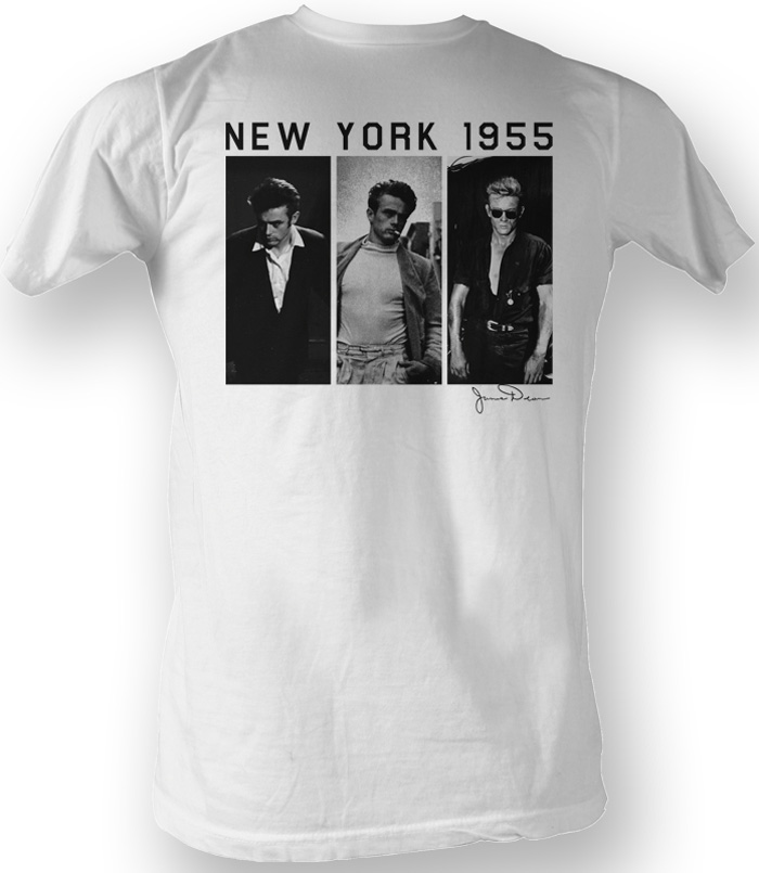 James Dean Tshirt Three Portraits Adult White Tee Shirt James Dean T