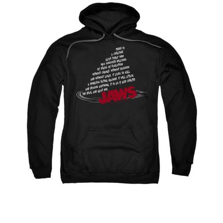 Jaws Hoodie Dorsal Text Black Sweatshirt Hoody