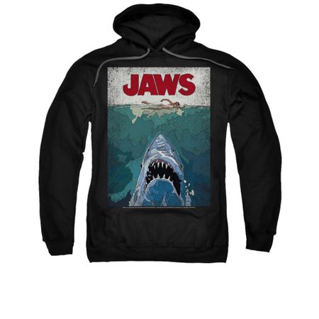 Jaws Hoodie Lined Poster Black Sweatshirt Hoody