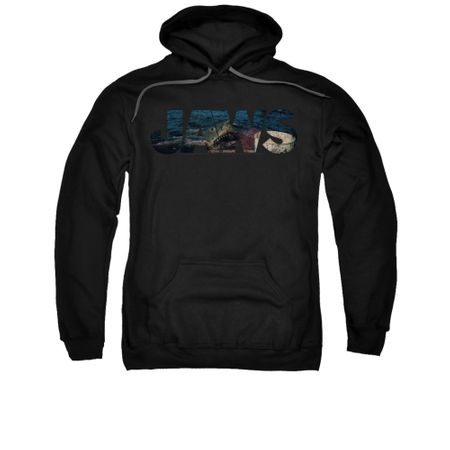 Jaws Hoodie Logo Cut Out Black Sweatshirt Hoody