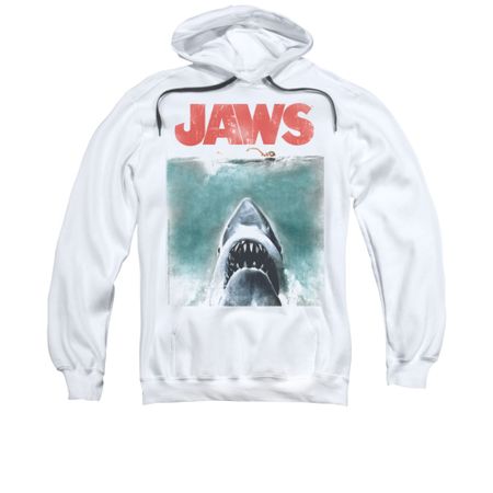 Jaws Hoodie Vintage Poster White Sweatshirt Hoody