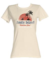 Jaws Juniors T-shirt Amity Island Dirty White Tee Shirt Jaws Juniors T-shirt Amity Island Dirty White Tee Shirt