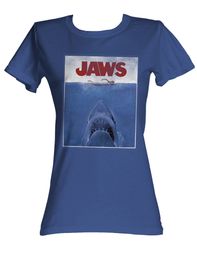 Jaws Juniors T-shirt Movie Poster Classic Royal Tee Shirt Jaws Juniors T-shirt Movie Poster Classic Royal Tee Shirt