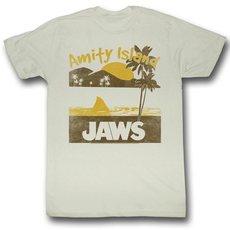 Jaws Shirt Amity Island Adult Dirty White Tee T-Shirt