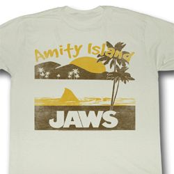 Jaws Shirt Amity Island Adult Dirty White Tee T-Shirt Jaws Shirt Amity Island Adult Dirty White Tee T-Shirt