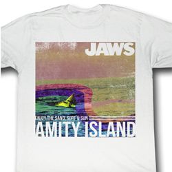 Jaws Shirt Amity Island Adult White Tee T-Shirt Jaws Shirt Amity Island Adult White Tee T-Shirt