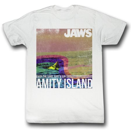 Jaws Shirt Amity Island Adult White Tee T-Shirt