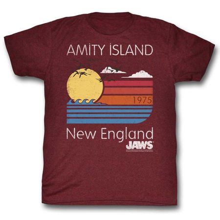 Jaws Shirt Amity Island Maroon Heather T-Shirt