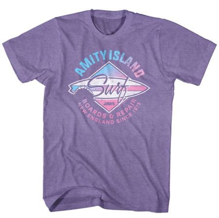 Jaws Shirt Amity Island Surf Heather Purple T-Shirt