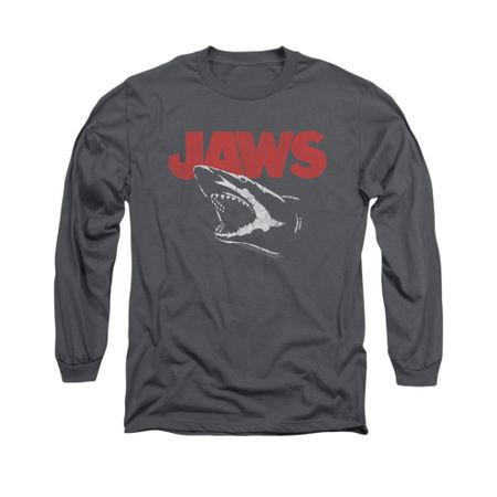 Jaws Shirt Cracked Jaw Long Sleeve Charcoal Tee T-Shirt