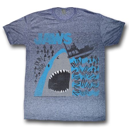 Jaws Shirt Dun Dun Dun Adult Heather Blue Tee T-Shirt