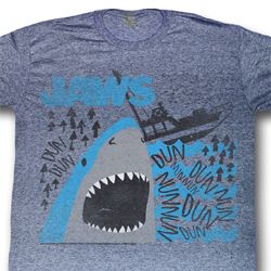 Jaws Shirt Dun Dun Dun Adult Heather Blue Tee T-Shirt Jaws Shirt Dun Dun Dun Adult Heather Blue Tee T-Shirt