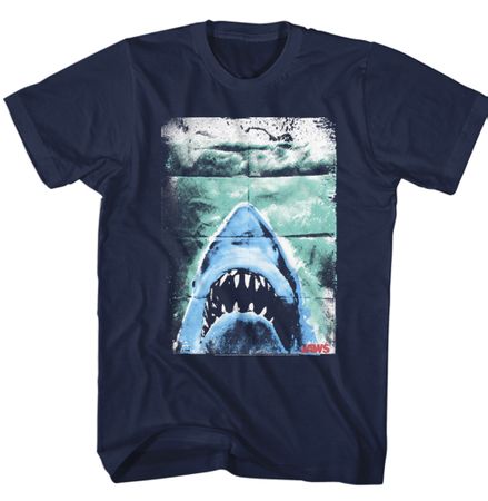 Jaws Shirt Folded Movie Poster Navy Blue T-Shirt