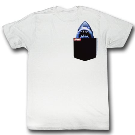 Jaws Shirt Great White Pocket Adult White Tee T-Shirt