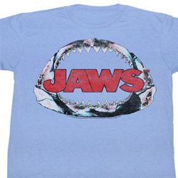 Jaws Shirt Jawbone Adult Light Blue Tee T-Shirt Jaws Shirt Jawbone Adult Light Blue Tee T-Shirt