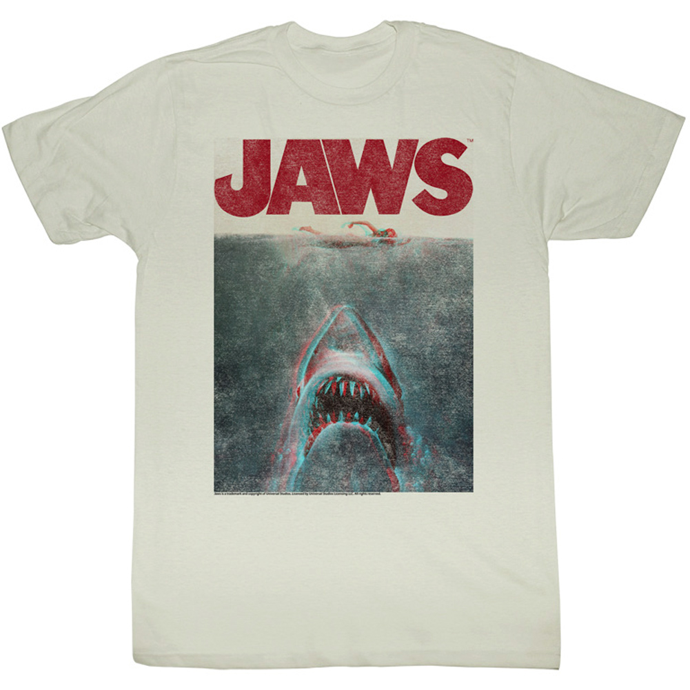 Jaws Movie Poster T-Shirt For Men — Official Licensed Graphic Tee In White - View #4