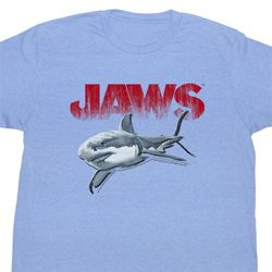 Jaws Shirt Jaws Halftone Adult Light Blue Tee T-Shirt Jaws Shirt Jaws Halftone Adult Light Blue Tee T-Shirt