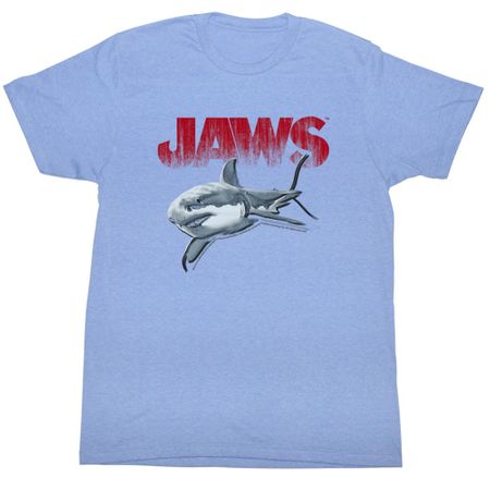 Jaws Shirt Jaws Halftone Adult Light Blue Tee T-Shirt