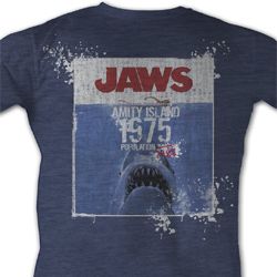 Jaws Shirt Jaws Population Adult Blue Tee T-Shirt Jaws Shirt Jaws Population Adult Blue Tee T-Shirt