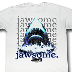 Jaws Shirt Jawsome Adult White Tee T-Shirt Jaws Shirt Jawsome Adult White Tee T-Shirt