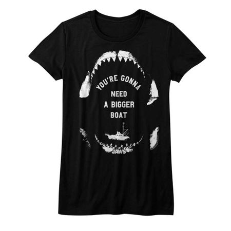 Jaws Shirt Juniors Bigger Boat Black T-Shirt
