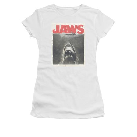 Jaws Shirt Juniors Block Classic Fear White T-Shirt