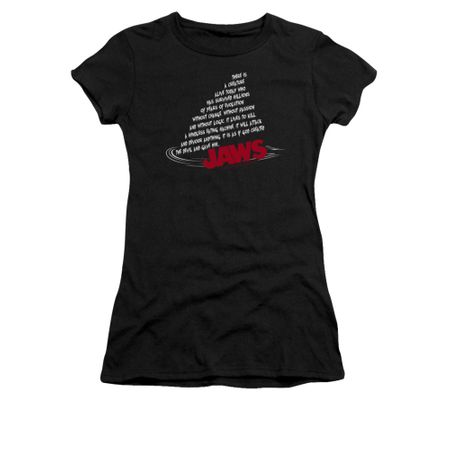 Jaws Shirt Juniors Dorsal Text Black T-Shirt