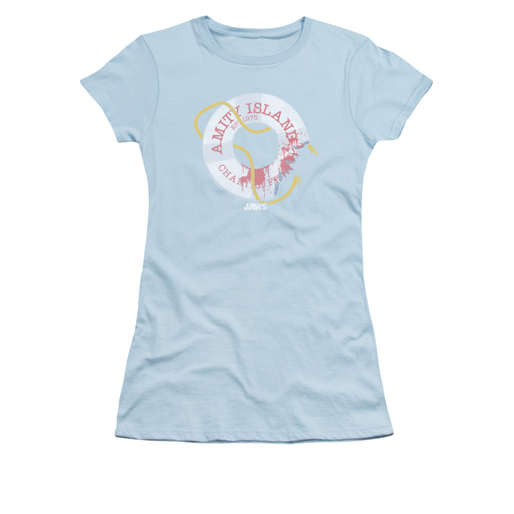 Jaws Shirt Juniors Life Preserver Light Blue TShirt Jaws Life