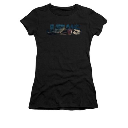 Jaws Shirt Juniors Logo Cut Out Black T-Shirt